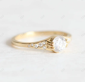 Bague de fiançailles vintage en moissanite taille émeraude, ensemble de mariage, bague de mariée en grappe, pour femme, certifiée GRA, sertie à griffes - Product Image 3