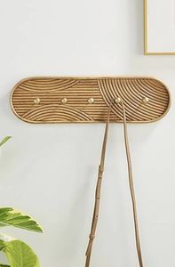 Hot Selling Boho <b>Wall</b> Hook <b>Rack</b> 3 Hook Storage Circular Rattan Design Decorative <b>Coat</b> Hanger for Bathroom and Entryway - Product Image 3
