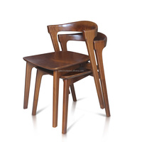 Silla de comedor de madera de teca maciza de estilo escandinavo, silla de café para uso doméstico en la cocina, Color marrón