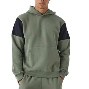 Chándal extragrande de algodón 100% para hombre, conjuntos de bloques de Color con estampado sólido de invierno, chándales de talla grande transpirables y resistentes al viento - Product Image 6