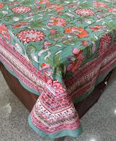 Nappes de luxe en coton vert à motifs floraux, imprimées au bloc, fabriquées à la main en Inde pour la maison, les hôtels et les cadeaux, personnalisation disponible en gros