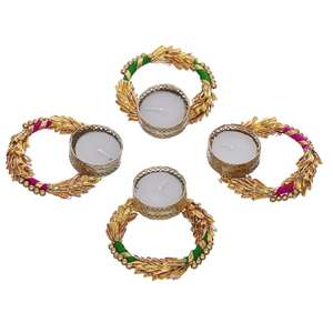 Artículos de Decoración Diwali para Decoración del Hogar, Portavelas Redondo Hecho a Mano para Velas de Té - Product Image 1