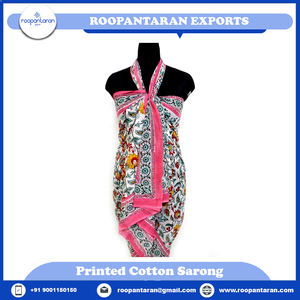 Open Pink Phuljhari Sarong Último diseño floral elegante Bloque de mano Impreso Envoltura de algodón para mujer Fitness Maternidad Ropa deportiva - Product Image 6