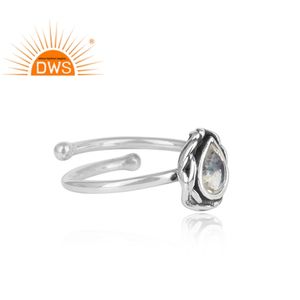Mejor Venta de plata esterlina oxidada Natural Arco Iris Luna piedra apilable anillo personalizado joyería fabricante - Product Image 4