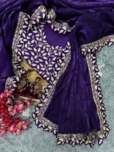 เสื้อส่าหรีแบบดั้งเดิมของผู้หญิงชุดปาร์ตี้แฟนซีชุดสำหรับเจ้าสาวเสื้อส่าหรีดีไซน์แบบดั้งเดิมของอินเดีย - Product Image 2