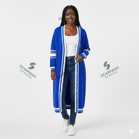 Kardigan Panjang Zeta Phi Beta, Rajutan Duster untuk Wanita, Sweater Rajut Kabel Akrilik