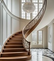 Escalier en colimaçon préfabriqué pour la rénovation de maison, design courbé avec rampe en fer forgé