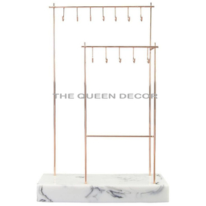 Métal en acier inoxydable le plus récent avec base en marbre forme unique finition dorée support de bijoux décoratif pour la maison - Product Image 3