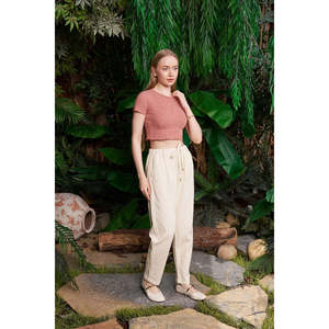 Carrot Linen <b>Trousers</b> HS703 - Stone - Product Image 6