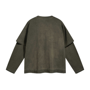 T-shirts à manches longues décontractés d'été en coton 100% avec impression personnalisée, haut uni, coupe ample, double couche de haute qualité - Product Image 5