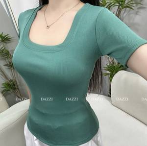[Fábrica de ropa] SH24, camiseta acanalada para bebé para mujer, cuello cuadrado, diseño ajustado en la cintura para un día a día favorecedor y de moda - Product Image 4