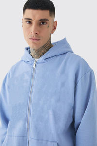 Survêtement Streetwear en molleton 100% coton délavé à l'acide, pantalon évasé et sweat à capuche zippé surdimensionné pour homme - Product Image 6