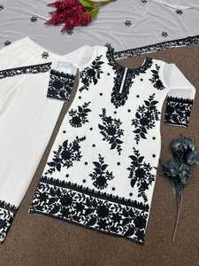 Festival elegante desgaste algodón Kurti con patrones geométricos de moda y trabajo de piedra impresionante - Product Image 6