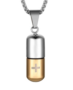Collar de urna de oro para cenizas, joyería de cremación conmemorativa de Metal de tamaño personalizado para cápsula humana, recuerdo personalizado conmemorativo de píldora - Product Image 1