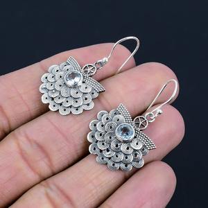 Boho Style classique boucles d'oreilles bijoux pour femmes bijoux en argent 925 argent Sterling bleu topaze pierres précieuses boucles d'oreilles faites à la main cadeau - Product Image 3