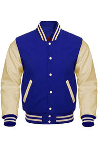 เสื้อแจ็คเก็ตเบสบอลแขนหนังวัวสำหรับผู้ชาย - Product Image 6