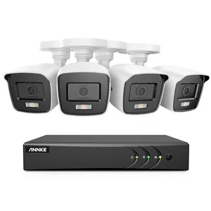 DVR ANNKE 4 ערוצים 3K(5MP) עם אור חכם וראיית לילה בצבע מלא ארבע מצלמות כדור TVI 2MPi ColorVu