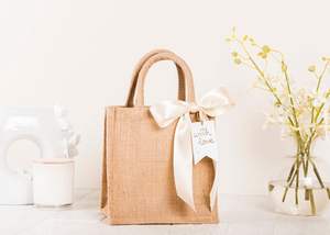 Sacs cadeaux en fibre de jute 100% de haute qualité, écologiques, imprimés magnifiquement, à prix économique, pour mariage, avec poignées robustes, personnalisables - Product Image 4