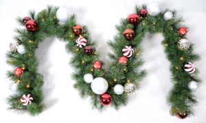 Artificial Christmas Garland Green & Snowy – Pre-Lit LED Garland with <b>Pinecones</b> & Berries for Home Decoration - Product Image 1