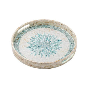 PLATEAU ROND FLORAL DE PERLE - Product Image 1