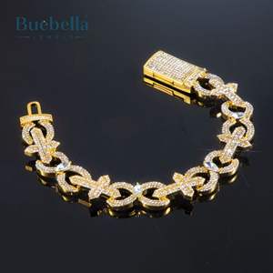 Offre Spéciale 15mm Baguette Cut Cross avec Infinity Link Bracelet pour Homme Or 18K 925 Argent pour Homme - Product Image 3