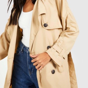Vente en gros Trench-Coat en cuir de qualité supérieure pour femmes, double boutonnage, manches longues, vestes d'hiver souples, coton personnalisé OEM - Product Image 4