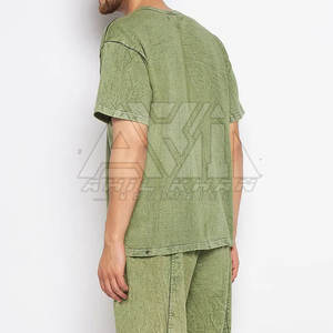 Camiseta Extra Grande de Color Sólido para Hombre, Lavado Ácido, Nuevo Diseño, Poliéster/Algodón de Alta Calidad, Transpirable y de Secado Rápido - Product Image 3