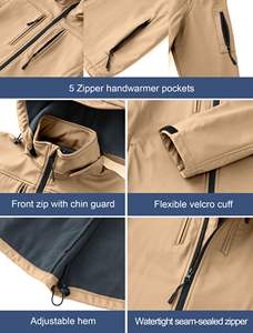 Chaqueta Softshell para hombre Abrigo ligero a prueba de viento para exteriores con bolsillos con cremallera Logotipo personalizado disponible - Product Image 2