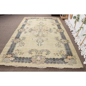 Tapis vintage 6,4 x 9,7 pieds, tapis turc, tapis oriental en laine beige - Product Image 1