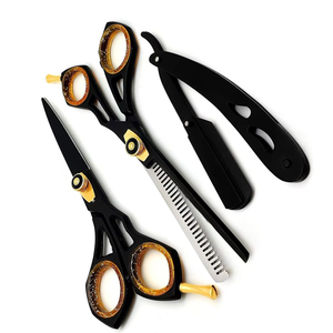 Kit Profesional de Tijeras de Peluquería de Acero Inoxidable 4Cr13 de Alta Calidad con Mango Mediano, Tijeras de Entresacar, Peine y Capa para Salón - Product Image 1