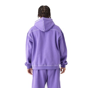 Sweat à capuche unisexe en polaire lourde avec logo personnalisé, motif à points contrastés, design zippé pour hommes pour la saison d'hiver 2026 - Product Image 4