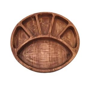 Assiette de service de forme circulaire vente chaude vaisselle en bois d'acacia plateau de service décor de service en bois plateau fournitures de restaurant et d'hôtel - Product Image 5