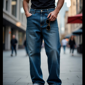 กางเกงยีนส์ผู้ชายย้อนยุคซักกรดกางเกงผ้ายีนส์ใส่สบาย - Product Image 4