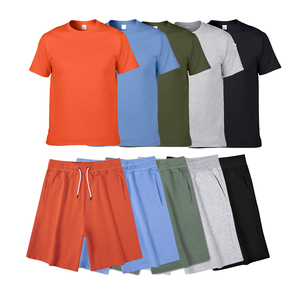 Conjuntos cortos para hombre con logotipo personalizado 2024, conjuntos de 2 piezas de algodón 100%, chándales de verano a la moda al por mayor, Conjunto de camiseta y pantalones cortos informales OEM - Product Image 4