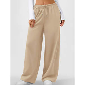 ชุดวอร์มฤดูหนาว รับสกรีนโลโก้ตามสั่ง บริการ OEM กางเกงจ็อกเกอร์และชุดออกกำลังกาย กางเกงขายาวทรงตรง กางเกงวอร์มทรงหลวมสำหรับผู้หญิง - Product Image 3