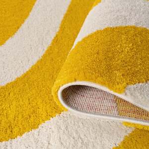 Modern <b>Printed</b> Yellow & White Diamond Rug for Living Room <b>Bedroom</b> Entryway - Product Image 4