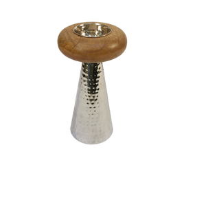 Corps en métal de style unique support en bois Bakhoor brûleur d'encens distributeur d'OIud pour Ramadan design martelé aspect plaqué argent - Product Image 5