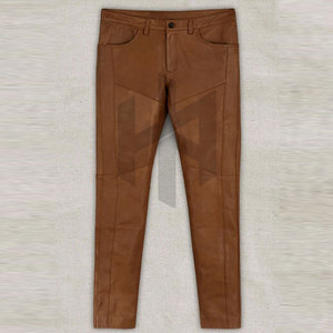 Pantalons en cuir pour hommes Offres Spéciales fabriqués en usine en gros pantalons en cuir taille moyenne décontractés légers et droits de haute qualité - Product Image 4