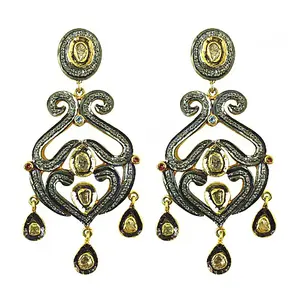 Boucles d'oreilles en diamant pour femmes avec plaqué or Bijoux en diamant noir - Product Image 3