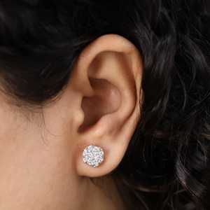 Pendientes de Diamantes Cultivados en Laboratorio, Diseño de Aro Chapado en Oro sobre Plata de Ley, Acabado en Oro Blanco, Rosa y Amarillo, Claridad VS1 - Product Image 4