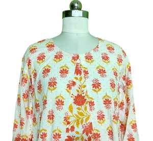 Indian Cotton Maxi Dress Floral Hand Block Printed <b>Boho</b> Summer Dress 57 Inch - Product Image 5