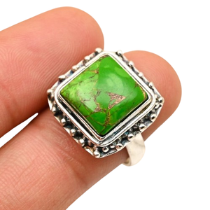 Anillo clásico hecho a mano 925, joyería de plata sólida para mujer, Plata de Ley 925, turquesa piedra preciosa, anillo de estilo bohemio, regalo para hermana - Product Image 1