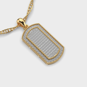 Collar con Colgante de Diamantes Chapado en Oro de 22K de Lujo, Corte Brillante Redondo, Cadena con Microincrustaciones, Joyería Unisex para Uso Diario - Product Image 1
