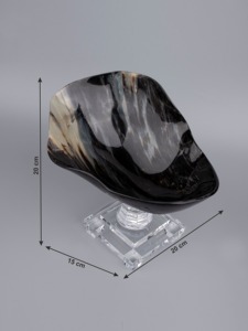 Bol décoratif artisanal en corne de buffle avec piédestal en acrylique transparent – Pièce d'accent élégante pour la maison moderne – Présentoir de table artisanal - Product Image 6