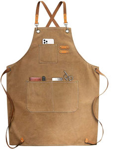 Delantal de cocina de Chef reutilizable resistente con logotipo personalizado para hombres, tela de lona, cintura ajustable, bolsillos múltiples - Product Image 2