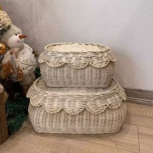 Cesta de mimbre hecha a mano, venta al por mayor, organizador decorativo duradero respetuoso con el medio ambiente para ensalada, pan, frutas o regalo, embalaje listo - Product Image 1