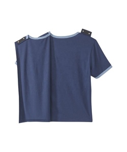 Camiseta adaptativa postoperatoria para hombre con botones a presión, patrón de letras teñidas, manga corta de algodón 100% Para pacientes mayores - Product Image 4