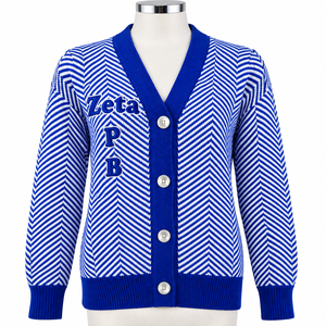 ZPB Outfit Your Whole Chapter Style Embroidered Knit <b>Cardigan</b> V-Neck <b>Long</b> Sleeve Classic Style Full Sleeve Letter Pattern 100% - Product Image 6