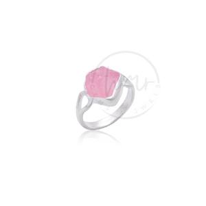 Bague de déclaration réglable en argent Sterling 925 à la mode beau concepteur naturel Quartz Rose pierre précieuse brute bagues fines faites à la main - Product Image 1
