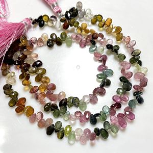 Perles briolettes en forme de poire à facettes en tourmaline multiple, perles de pierres précieuses naturelles multicolores pour la fabrication de bijoux - Product Image 5